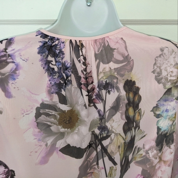 Ted BAKER BABY PINK KALIMA TORCHLIT FLORAL BLOUSE TOP SIZE 2 - Picture 9 of 17
